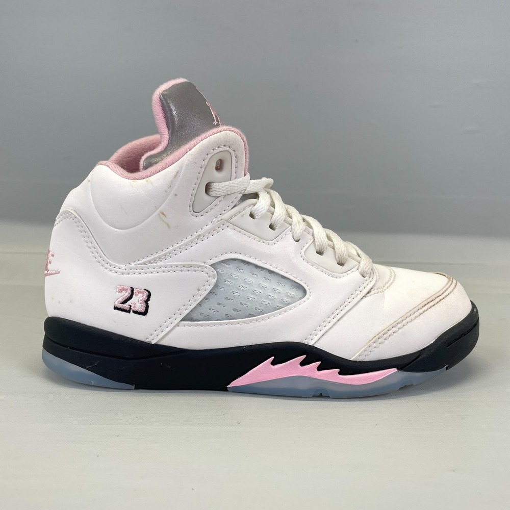 Nike Jordan 5 Retro OG Basketball Shoes Kids Youth Size 2Y White Casual Sneakers